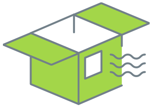 illustrated shipping box with top open